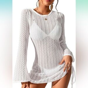 Crochet White Beach Cover Up in Size Medium or Size 6